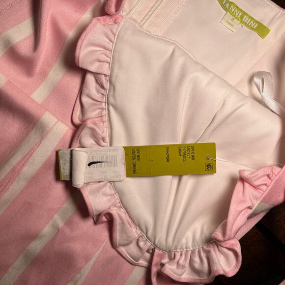 Gianni Bini Sarah Ruffled Sweetheart Neck Crop Wide Leg Jumpsuit Pink Ivory Sz 2 - Picture 6 of 7